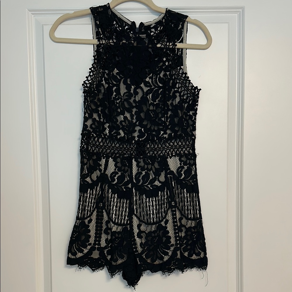 Black Lace Sleeveless Romper